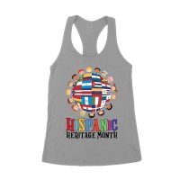 Hispanic Heritage Month T-Shirt | Celebrate Diversity with Colorful Kids & Flags Women's Racerback Tank Top