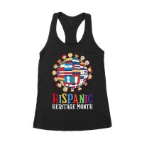 Hispanic Heritage Month T-Shirt | Celebrate Diversity with Colorful Kids & Flags Women's Racerback Tank Top – Viva Party