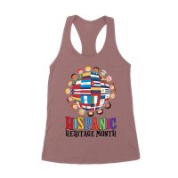 Hispanic Heritage Month T-Shirt | Celebrate Diversity with Colorful Kids & Flags Women's Racerback Tank Top