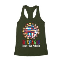 Hispanic Heritage Month T-Shirt | Celebrate Diversity with Colorful Kids & Flags Women's Racerback Tank Top