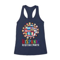 Hispanic Heritage Month T-Shirt | Celebrate Diversity with Colorful Kids & Flags Women's Racerback Tank Top