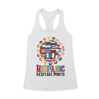 Hispanic Heritage Month T-Shirt | Celebrate Diversity with Colorful Kids & Flags Women's Racerback Tank Top