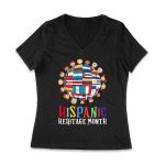 Hispanic Heritage Month T-Shirt | Celebrate Diversity with Colorful Kids & Flags Women Jersey V-Neck – Viva Party