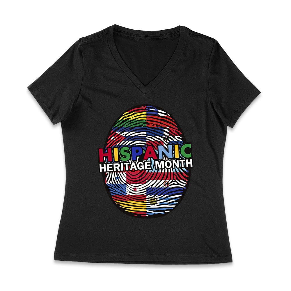 His-14_Wvn-Black.jpg Hispanic Heritage Month T-Shirt - Celebrate Diversity &Amp;Amp; Culture Women Jersey V-Neck – Viva Party