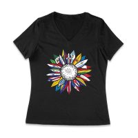 Vibrant Hispanic Heritage Month T-Shirt: Flower Design with Country Flags Women Jersey V-Neck – Viva Party
