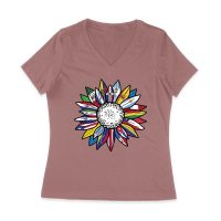 Vibrant Hispanic Heritage Month T-Shirt: Flower Design with Country Flags Women Jersey V-Neck