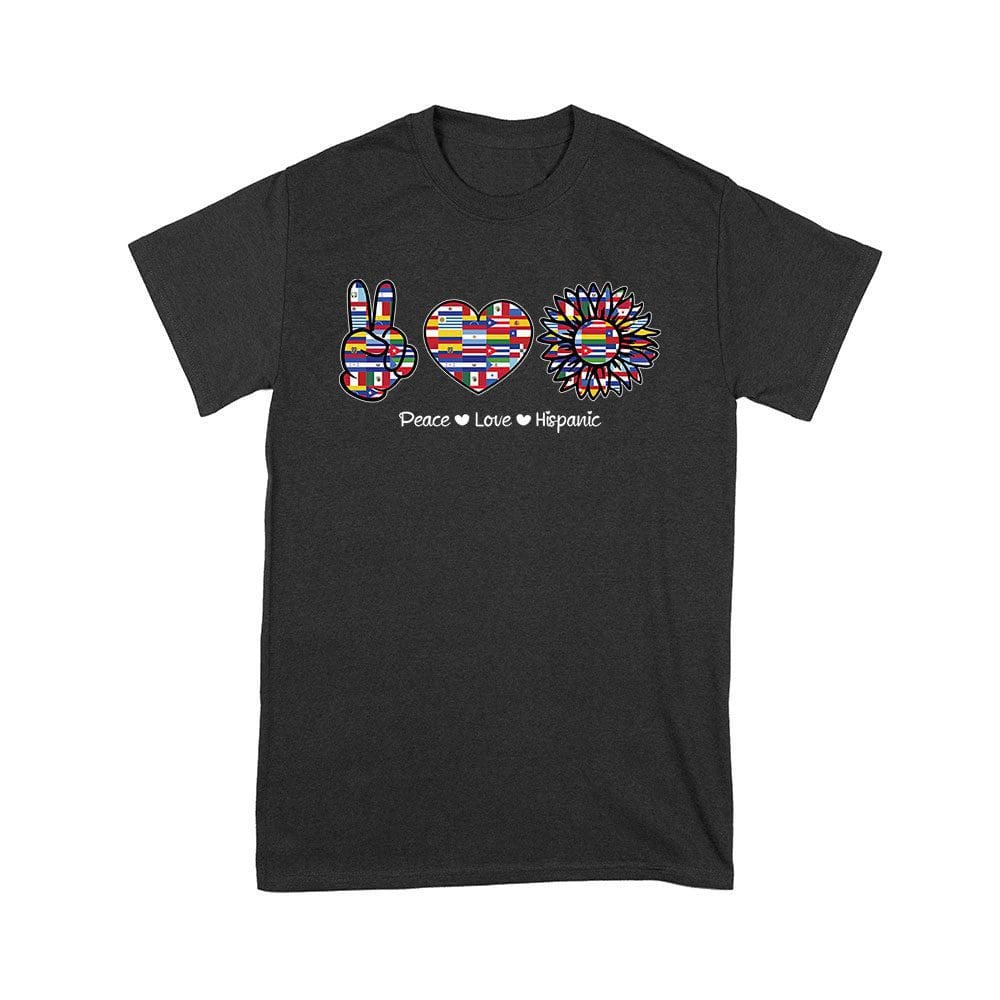 His-17_Y-Black.jpg Empowering Hispanic Heritage Month T-Shirt: Peace Love Hispanic Design Unisex Youth – Viva Party