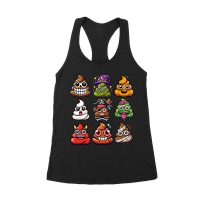 Funny Halloween Poop Faces T-Shirt - Spooky and Silly Women's Racerback Tank Top – Viva Party