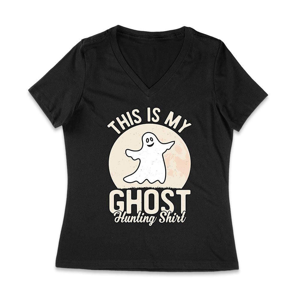 Hw-26_Wvn-Black.jpg This Is My Ghost Hunting Shirt - Spooky And Fun Halloween Tee Women Jersey V-Neck – Viva Party
