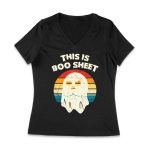 Funny Retro 'This Is Boo Sheet' Halloween Ghost T-Shirt - Cute Spooky Costume Tee for Men, Women, Kids Women Jersey V-Neck – Viva Party