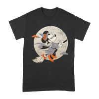 Cute Cartoon Witch Riding Besom T-Shirt - Fun Halloween Moon Background Tee Unisex Adult – Viva Party
