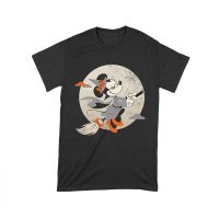 Cute Cartoon Witch Riding Besom T-Shirt - Fun Halloween Moon Background Tee Unisex Toddler – Viva Party