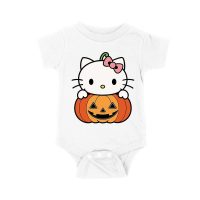 Adorable Hello Kitty on a Pumpkin Halloween T-Shirt ? Cute and Spooky Cat Design Unisex Baby Jersey