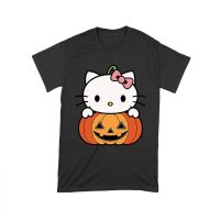 Adorable Hello Kitty on a Pumpkin Halloween T-Shirt ? Cute and Spooky Cat Design Unisex Toddler – Viva Party