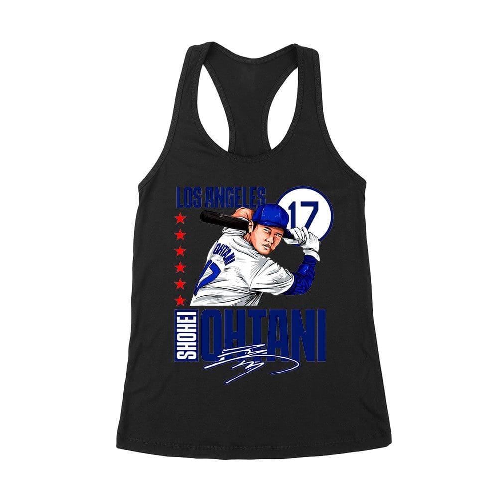 Lad-01_Wrtt-Black.jpg Baseball Legend Shohei Ohtani T-Shirt - Power Hitter Graphic Tee - Vintage Sports Fan Apparel - Bold Athletic Style - Perfect Gift For Baseball Lovers &Amp;Amp; Game Day Wear Women'S Racerback Tank Top – Viva Party