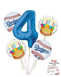 Los Angelese Dodgers Happy Birthday Balloon Bouquet (5 Balloons)