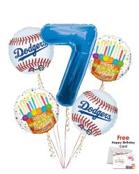 Los Angelese Dodgers Happy Birthday Balloon Bouquet (5 Balloons)