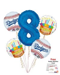 Los Angelese Dodgers Happy Birthday Balloon Bouquet (5 Balloons)