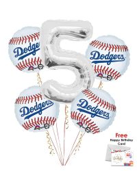 Los Angelese Dodgers Happy Birthday Balloon Bouquet (5 Balloons)