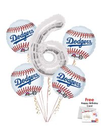 Los Angelese Dodgers Happy Birthday Balloon Bouquet (5 Balloons)