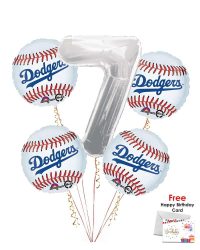 Los Angelese Dodgers Happy Birthday Balloon Bouquet (5 Balloons)