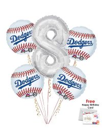 Los Angelese Dodgers Happy Birthday Balloon Bouquet (5 Balloons)