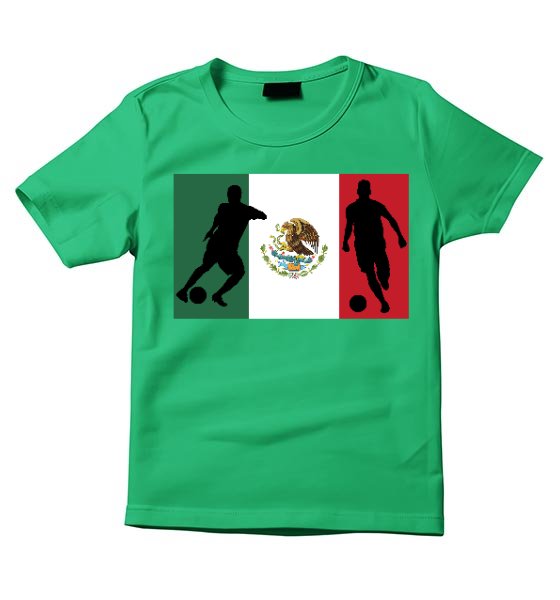 Mex-03 Mexico Soccer Silhouette Flag T-Shirt - Image 1