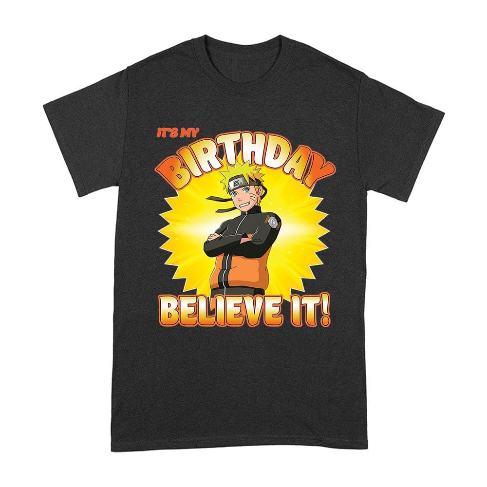 Naru-05_A-Black.jpg Naruto - It'S My Birthday Believe It - Anime Birthday Tee Unisex Adult – Viva Party