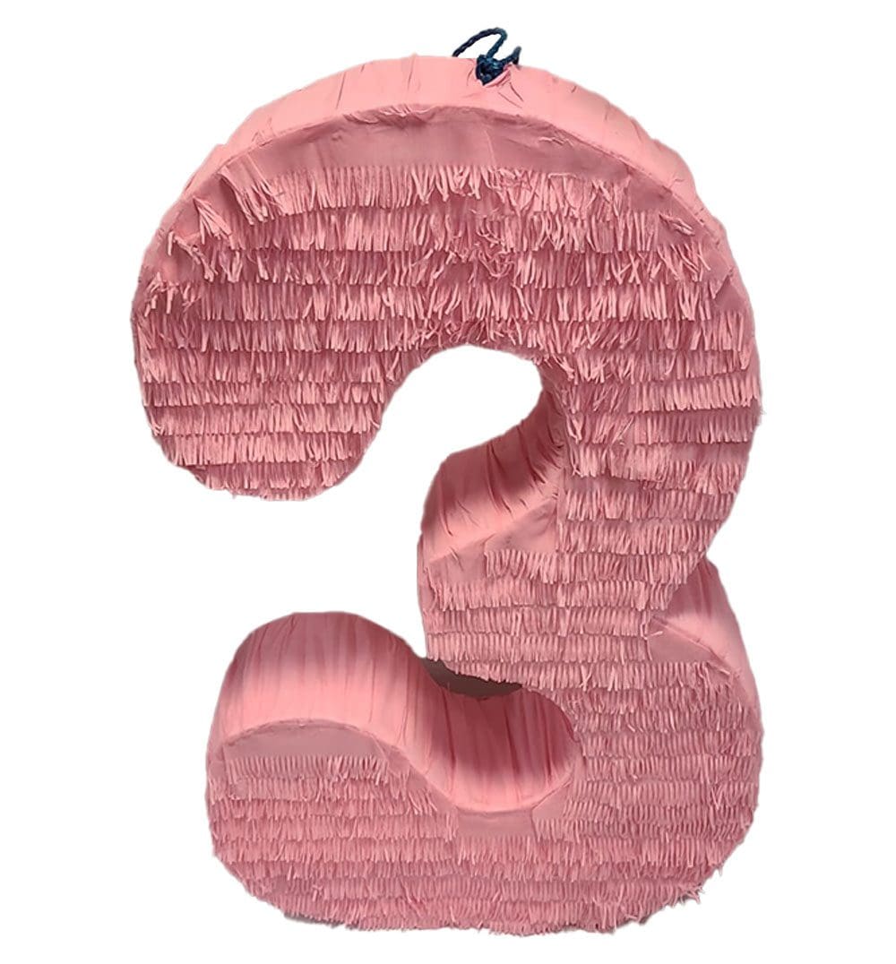 Pink Number 3 Pinata Handmade Pink Number 3 Piñata | Custom Birthday Party Decoration – Viva Party