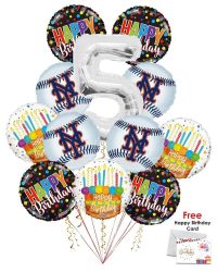 New York Mets Happy Birthday Balloon Bouquet (12 Balloons)