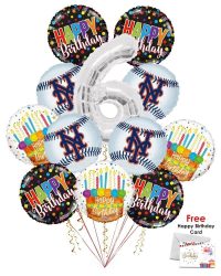 New York Mets Happy Birthday Balloon Bouquet (12 Balloons)
