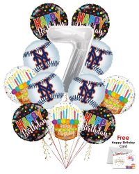 New York Mets Happy Birthday Balloon Bouquet (12 Balloons)