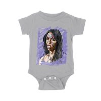 Edgy Olivia Rodrigo T-Shirt with Purple Sketch and Sticker Face Details Unisex Baby Jersey