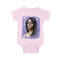 Edgy Olivia Rodrigo T-Shirt with Purple Sketch and Sticker Face Details Unisex Baby Jersey