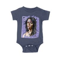 Edgy Olivia Rodrigo T-Shirt with Purple Sketch and Sticker Face Details Unisex Baby Jersey