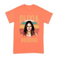 Retro Sunset Stripes Olivia Rodrigo Graphic Tee with Vintage Portrait Unisex Adult