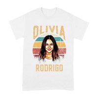 Retro Sunset Stripes Olivia Rodrigo Graphic Tee with Vintage Portrait Unisex Adult