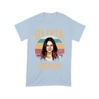 Retro Sunset Stripes Olivia Rodrigo Graphic Tee with Vintage Portrait Unisex Toddler
