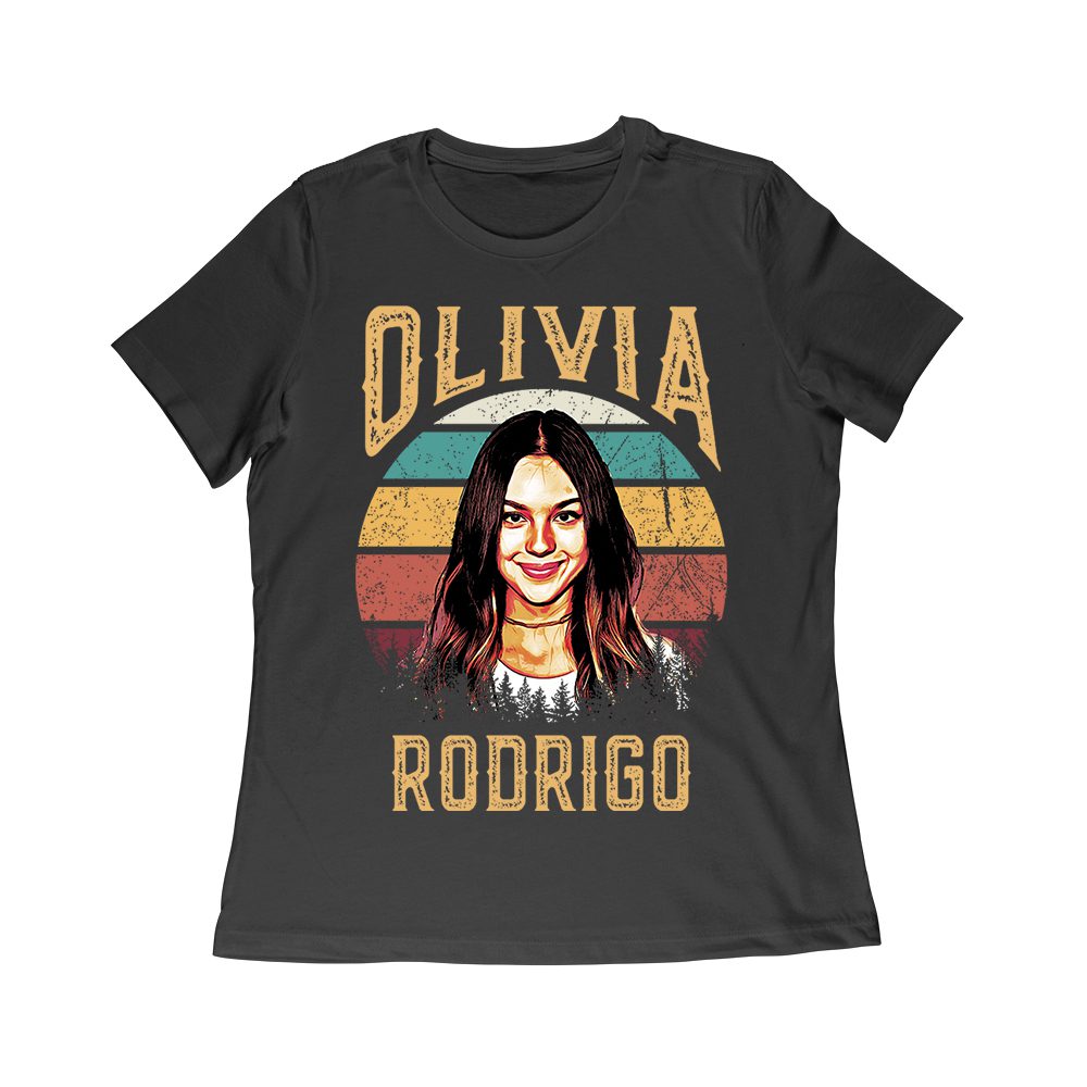 Olr-02_Wr-Black.jpg Retro Sunset Stripes Olivia Rodrigo Graphic Tee With Vintage Portrait Women Relaxed – Viva Party