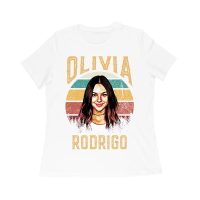 Retro Sunset Stripes Olivia Rodrigo Graphic Tee with Vintage Portrait Women Relaxed