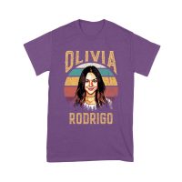 Retro Sunset Stripes Olivia Rodrigo Graphic Tee with Vintage Portrait Unisex Youth