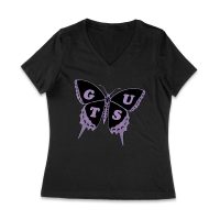 GUTS Butterfly Olivia Rodrigo T-Shirt with Purple Wings and Typography Women Jersey V-Neck – Viva Party