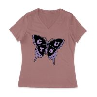 GUTS Butterfly Olivia Rodrigo T-Shirt with Purple Wings and Typography Women Jersey V-Neck