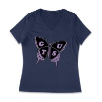 GUTS Butterfly Olivia Rodrigo T-Shirt with Purple Wings and Typography Women Jersey V-Neck