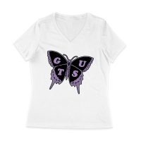 GUTS Butterfly Olivia Rodrigo T-Shirt with Purple Wings and Typography Women Jersey V-Neck