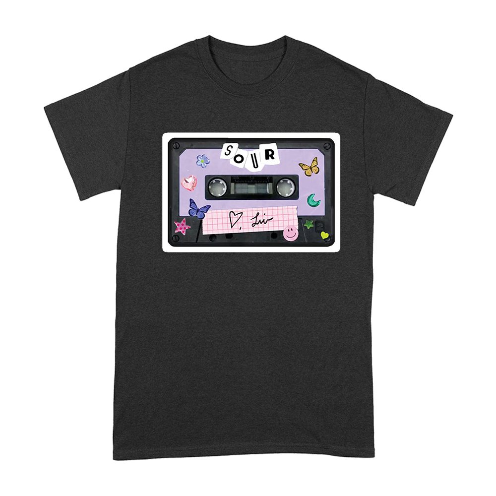 Olr-06_A-Black.jpg Sour Cassette Tape Olivia Rodrigo T-Shirt With Butterflies And Notes Unisex Adult – Viva Party