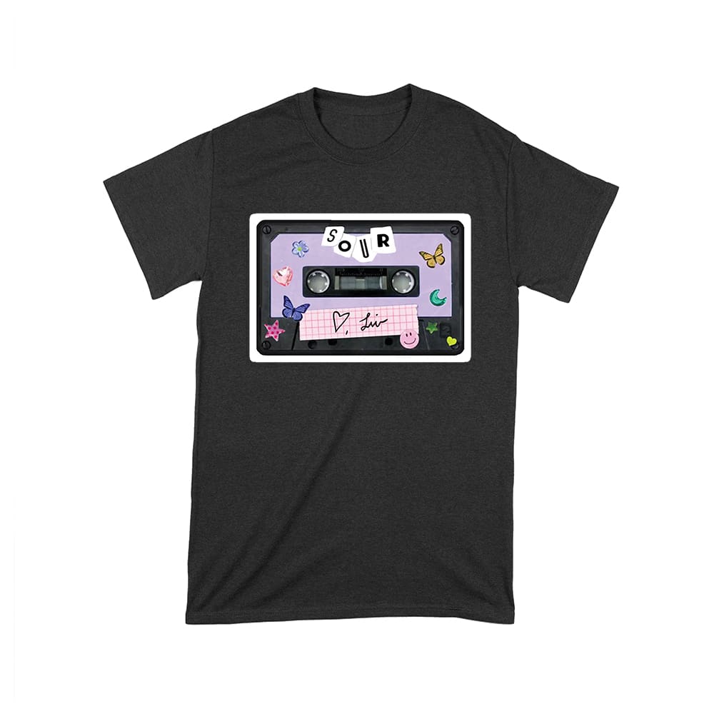 Olr-06_T-Black.jpg Sour Cassette Tape Olivia Rodrigo T-Shirt With Butterflies And Notes Unisex Toddler – Viva Party
