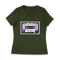 SOUR Cassette Tape Olivia Rodrigo T-Shirt with Butterflies and Notes Women Jersey V-Neck