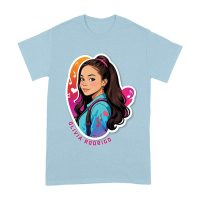Bright Olivia Rodrigo Cartoon T-Shirt with Ponytail and Music Icons Unisex Adult