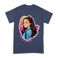 Bright Olivia Rodrigo Cartoon T-Shirt with Ponytail and Music Icons Unisex Adult